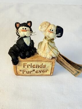 Blossom Bucket Suzi Friends “Fur” Ever Cat Dog Figurine W/ Tag- Read